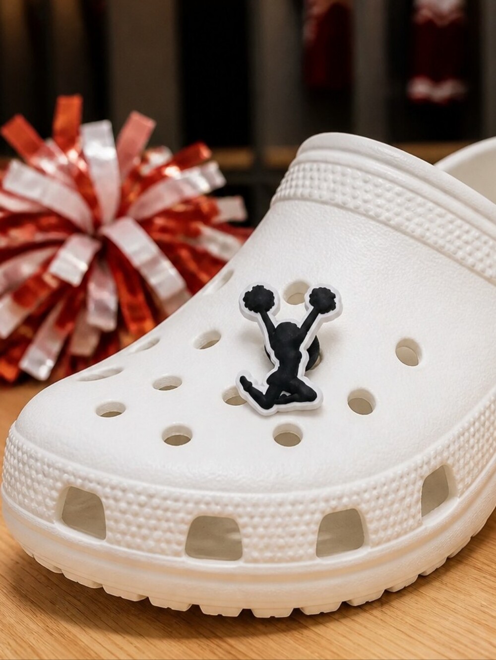 Cheerleader Jump Croc Shoe Charm Pom Poms Cheer Stunt Athlete Glam Jibbitz Style
